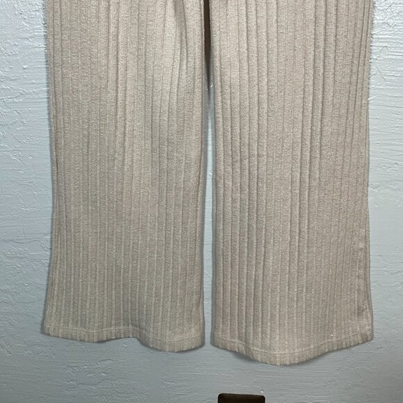 Rylee and Cru Women M Beige Oatmeal Ribbed Wide Leg Pants Loungewear Boho Beachy - Picture 6 of 9